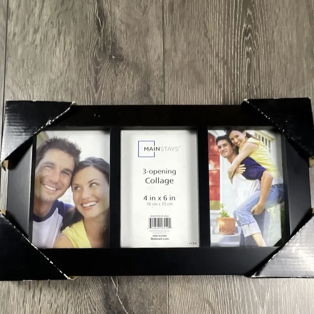 Mainstays Black 3-Opening Collage Picture Frame, Holds 3 4x6 Photos